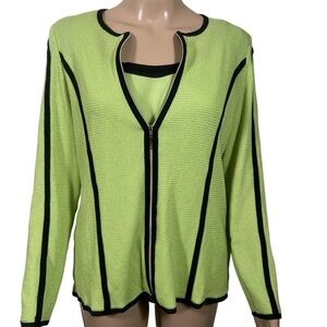 Lime Green and Black Women's Sweater